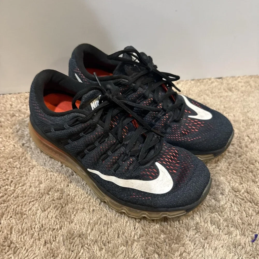 Nike Air Max 2016 Mens Running Shoes Black Red White 806771-008 Size 7 Sneaker
